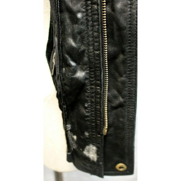 Dimensions New York Black Leather Coat Jacket Buttery Soft Faux Fur Zipper Linin - Picture 8 of 12